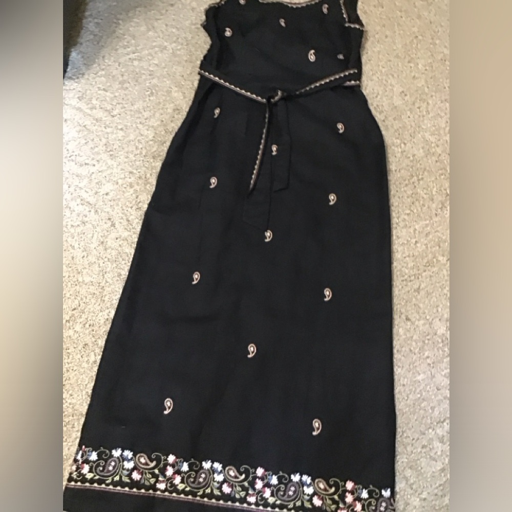 Women’s size 12 lined beautiful Black Dress with Paisley Embroidery